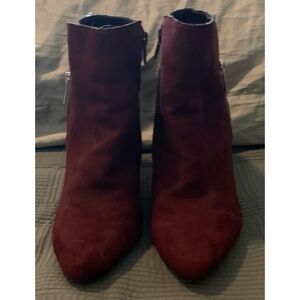 Burgundy Suede Ankle Boots sz 9